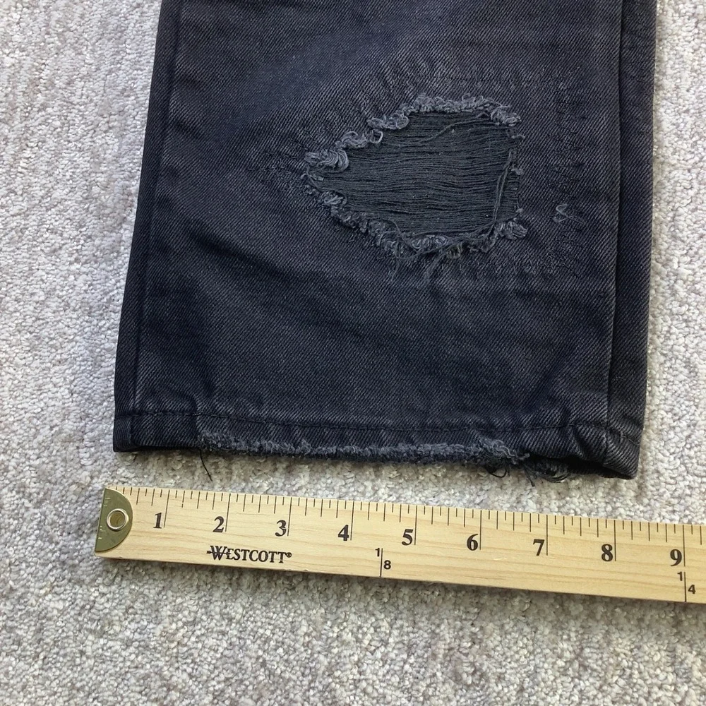 Watson Denim Mens 32 x‎ 29 Black Distressed Embroidered Graphic Jeans NWT